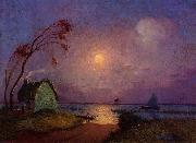 unknow artist Cottage in the Moonlight in Briere Germany oil painting artist